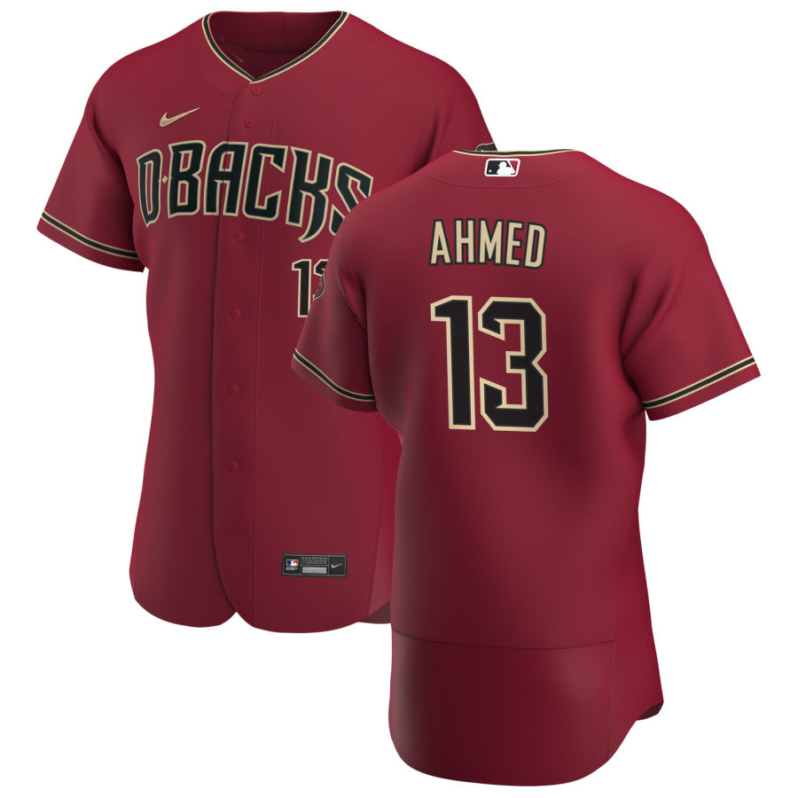 Arizona Diamondbacks 13 Nick Ahmed Men Nike Crimson Authentic Alternate Team MLB Jersey